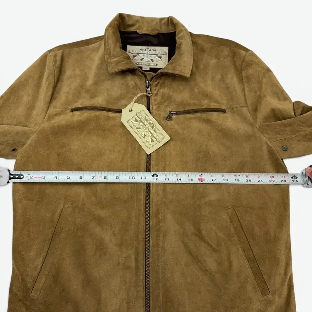 Banana Republic Suede Leather Jacket Mens XL Brown Travel Safari VTG with Tags